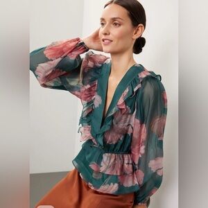 HUTCH Floral “Sema” Blouse Top Size Large
